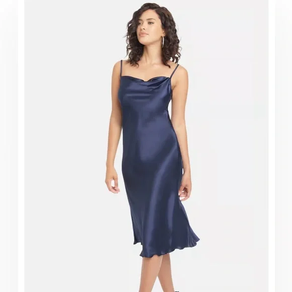 Bebe Women's Satin Midi Slip Dress - Navy